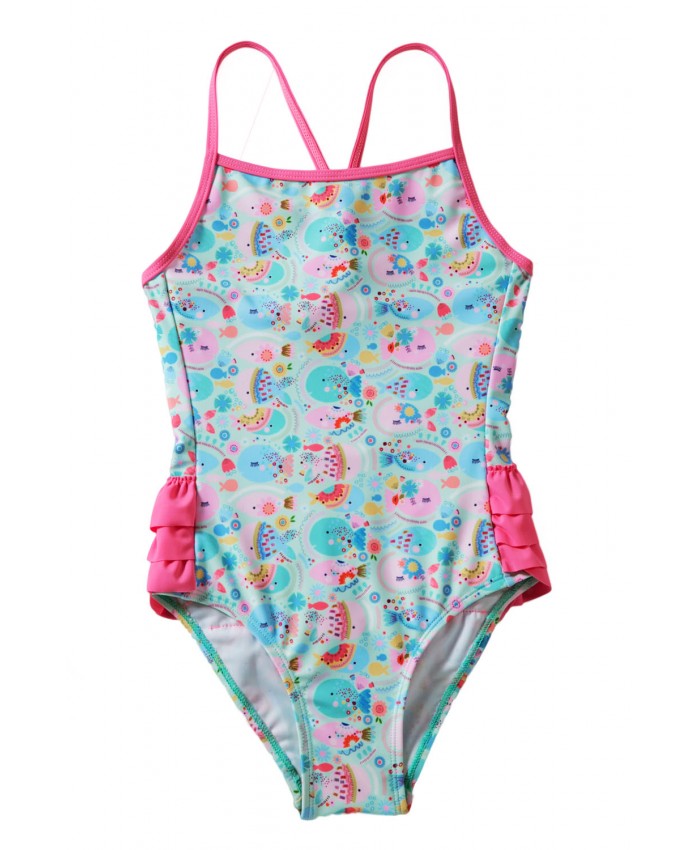 Girls’ Cartoon Fish World Ruffle Back Teddy Swimsuit